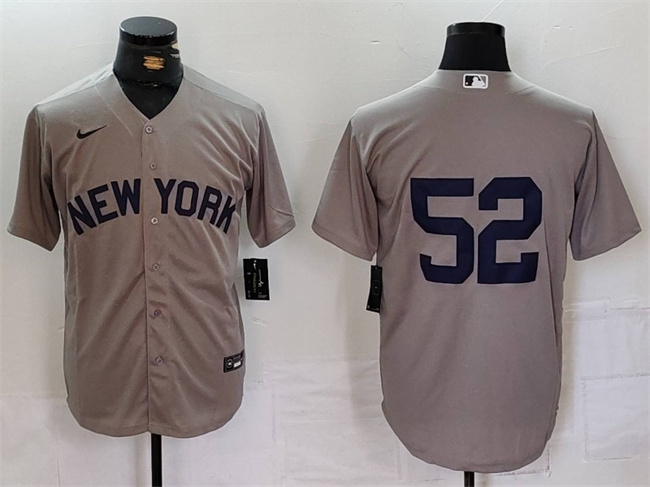 Men's New York Yankees #52 CC Sabathia Grey Cool Base Stitched Baseball Jersey